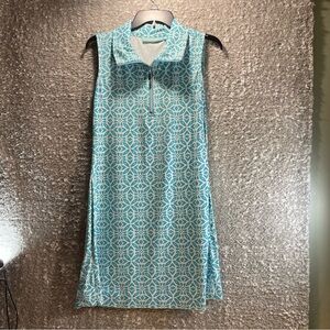 Anthony's Resort Wear Sleeveless Dress Blue, White 1/4 Zip Collar Size Medium